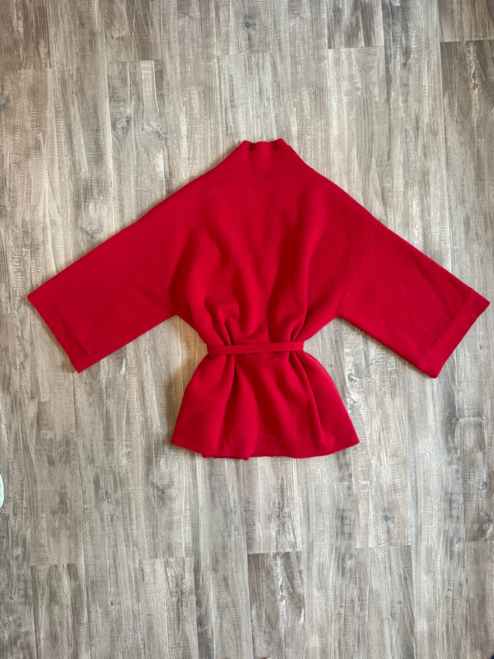 Shanghai Tang Red Wool Blend Belted Kimono Sweater - Picture 2 of 9